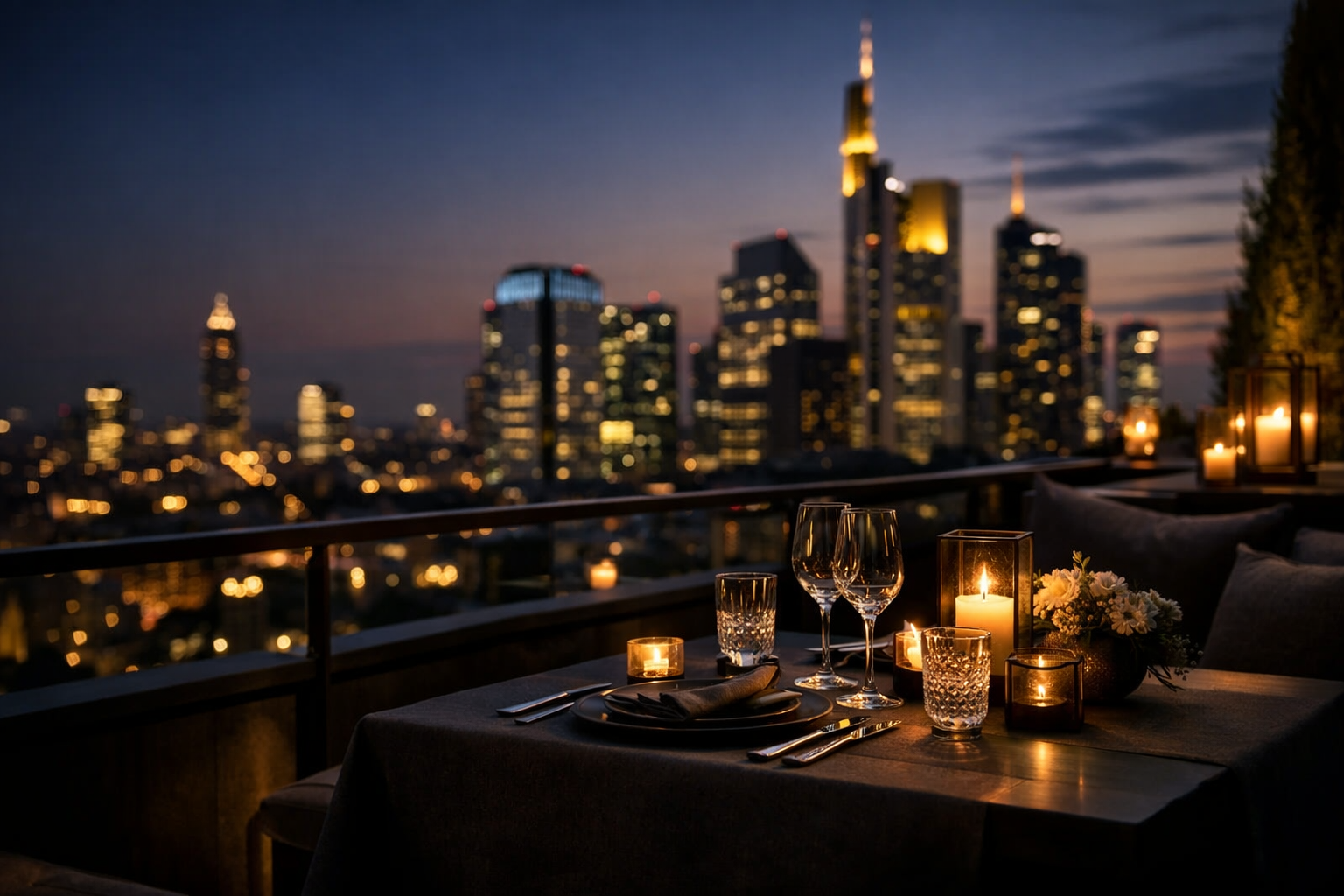 Stilvolle Abendatmosphäre in Frankfurt für ein Date-Erlebnis